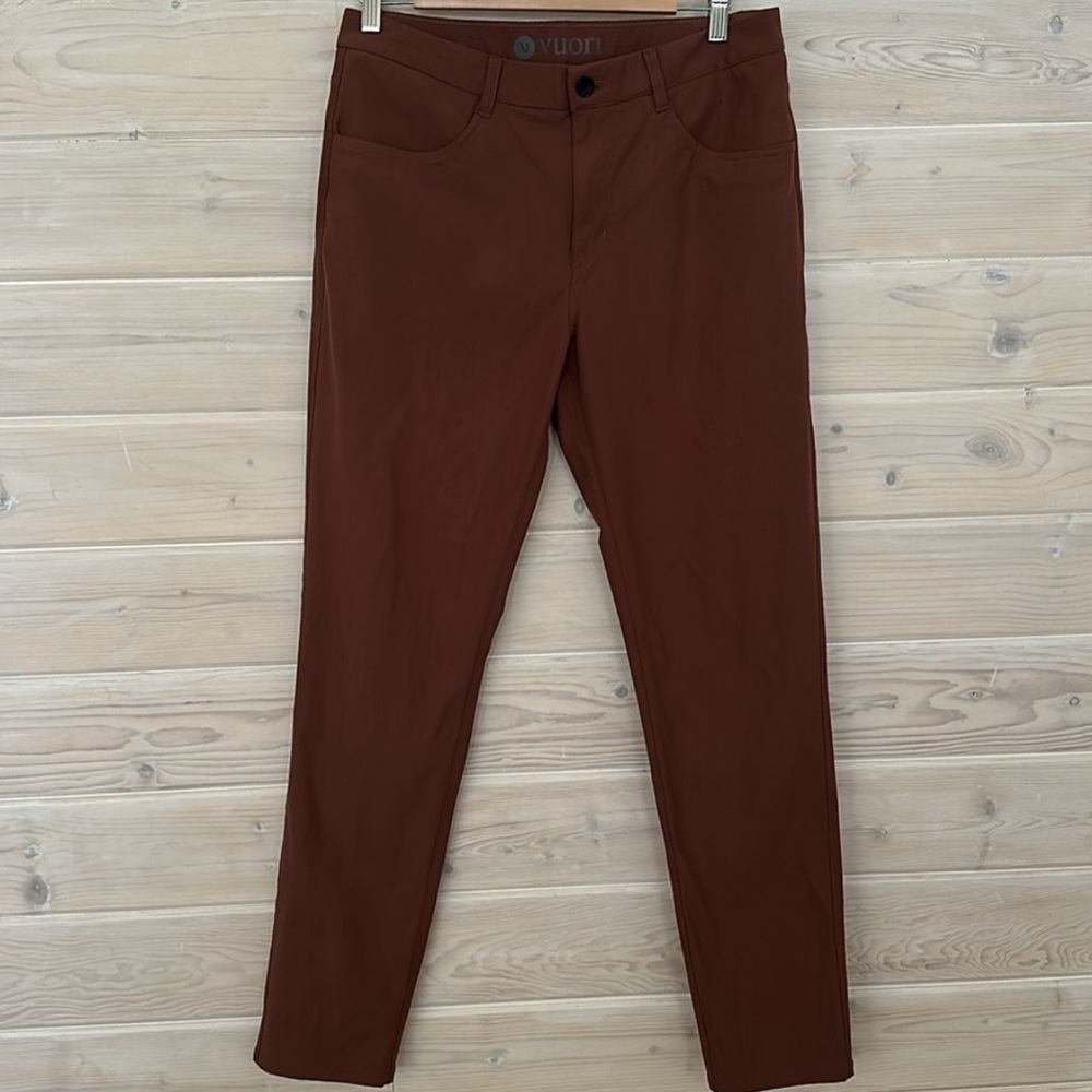 Vuori Meta Pant - 32" Men's 5-Pocket Pants Dark Maroon